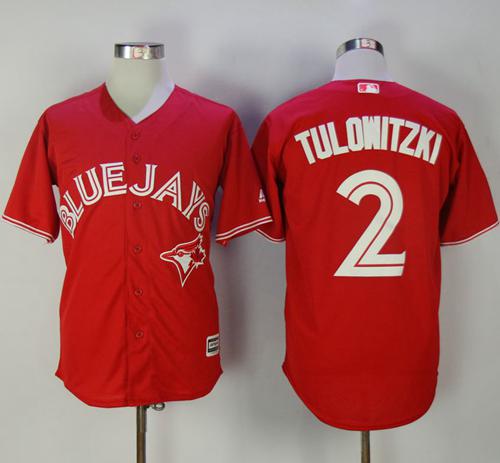 Blue Jays #2 Troy Tulowitzki Red New Cool Base Canada Day Stitched MLB Jersey - Click Image to Close